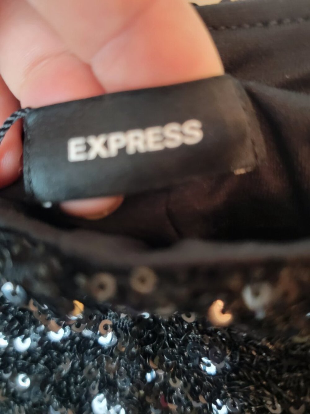 Express Black Sequin Flare Pants XL 16 Pull On High Rise Disco Party Glam - Picture 8 of 11